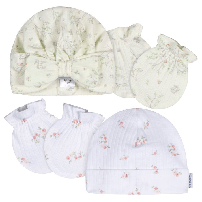 4-Piece Baby Girls Deer Cap and Mitten Set Accessories Gerber®