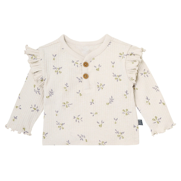 4-Piece Baby Girls Gray Henley Ruffle Top With Pants Outfits & Sets Gerber®
