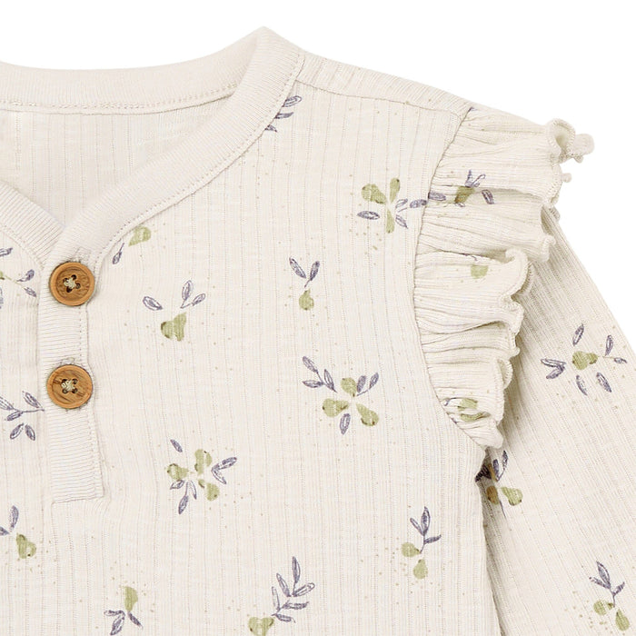 4-Piece Baby Girls Gray Henley Ruffle Top With Pants Outfits & Sets Gerber®