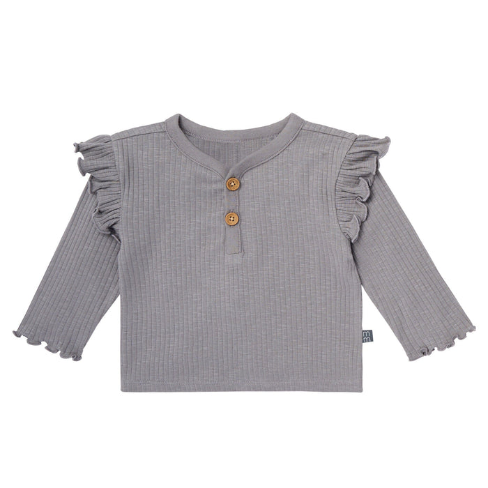 4-Piece Baby Girls Gray Henley Ruffle Top With Pants Outfits & Sets Gerber®