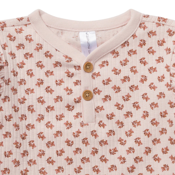 4-Piece Baby Girls Pink Henley Ruffle Top With Pants Outfits & Sets Modern Moments™ by Gerber®