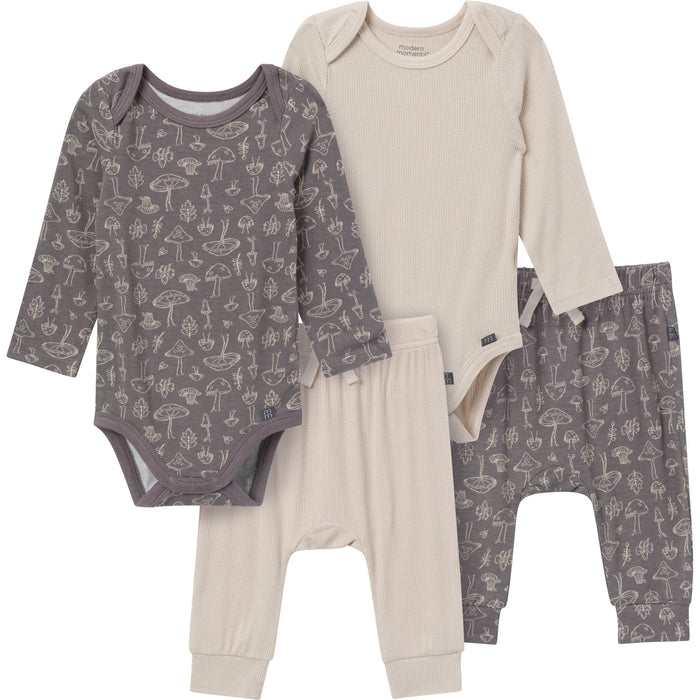 4-Piece Baby Neutral Gray Bodysuit and Pant Set Outfits & Sets Gerber®