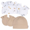 4-Piece Baby Neutral Safari Cap and Mitten Set Accessories Gerber®