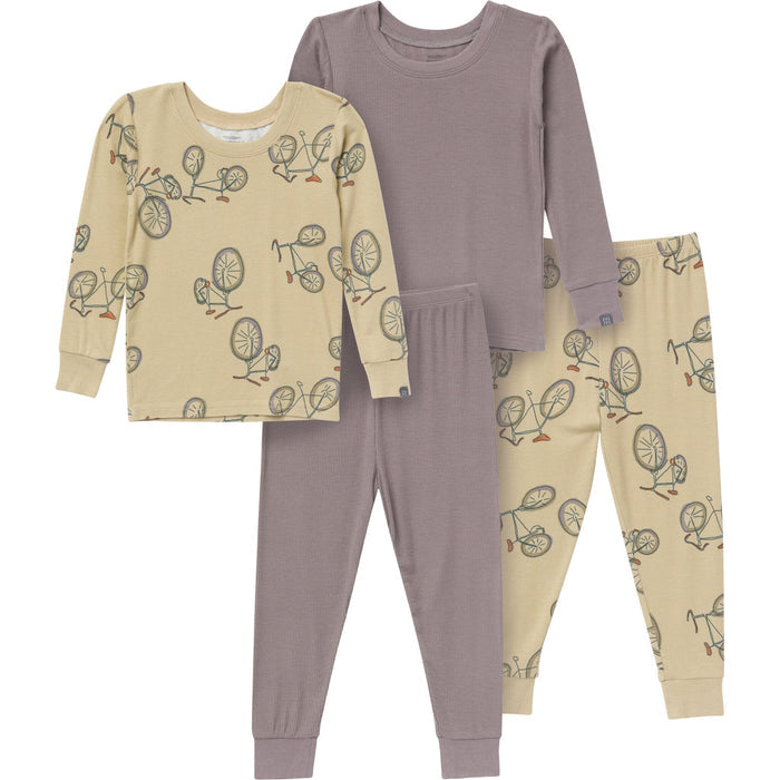4-Piece Infant & Kids Boys Olive and Gray Snug Fitting Pajama Set Sleepwear Gerber®