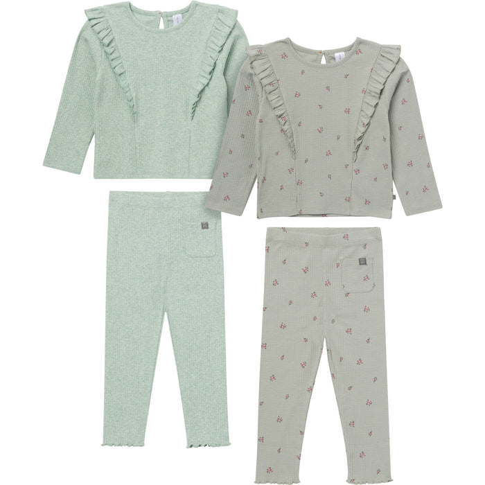 4-Piece Baby Girls Blue and Green Ruffle Top and Legging Set Outfits & Sets Modern Moments™ by Gerber®