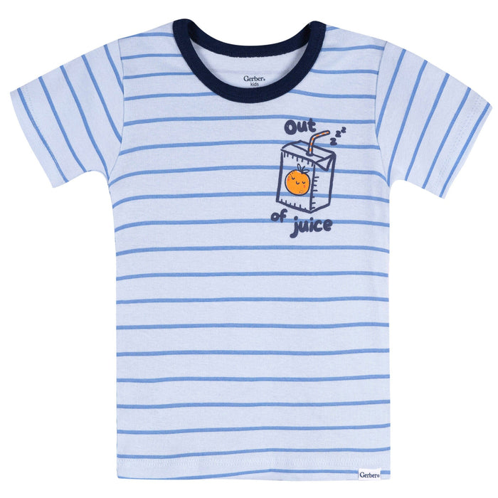 4-Piece Infant & Toddler Boys Blue Juice Box Cotton Pajama Short Set sleepwear Gerber®