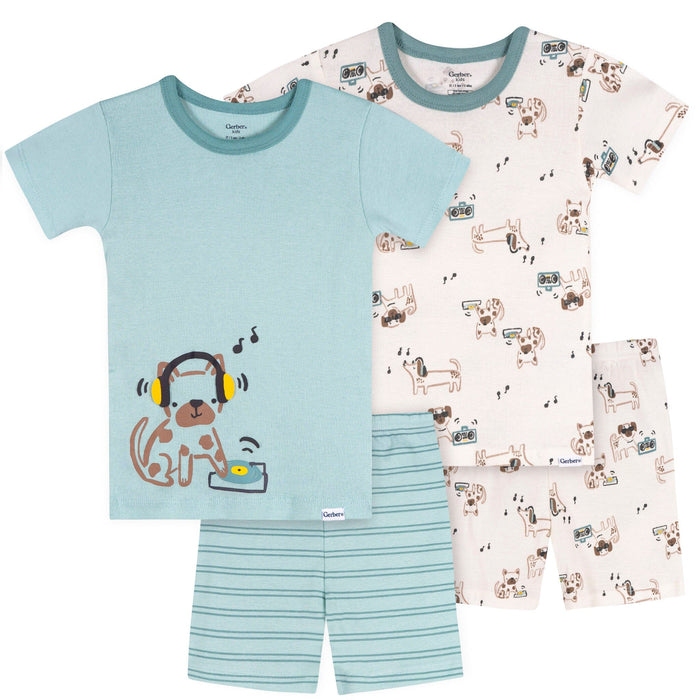 4-Piece Infant & Toddler Boys Musical Dog Cotton Pajama Short Set sleepwear Gerber®