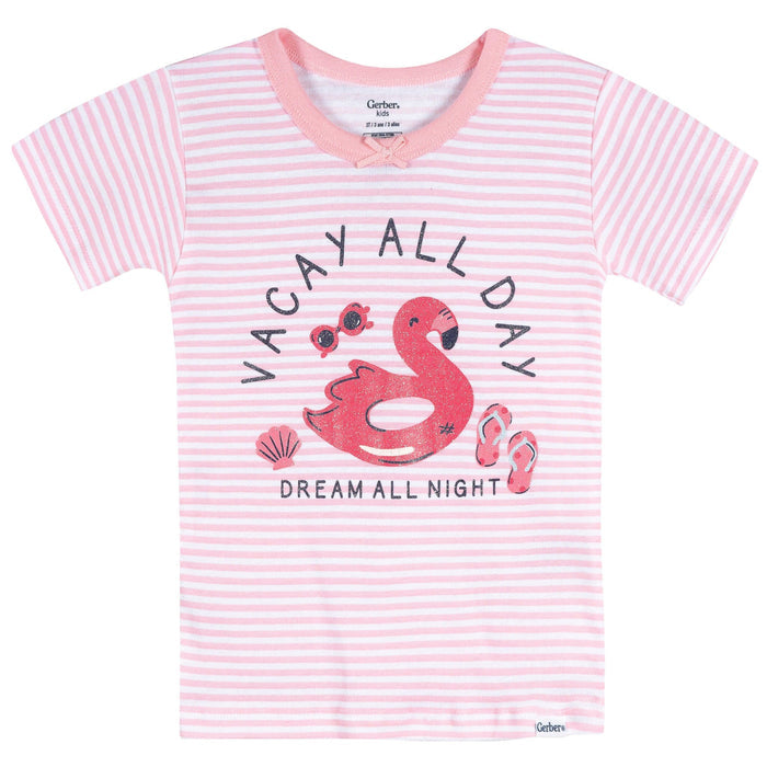 4-Piece Infant & Toddler Girls Flamingo Floatie Cotton Pajama Short Set sleepwear Gerber®