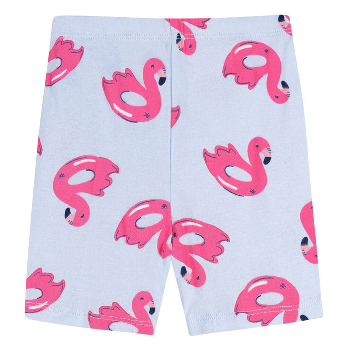 4-Piece Infant & Toddler Girls Flamingo Floatie Cotton Pajama Short Set sleepwear Gerber®