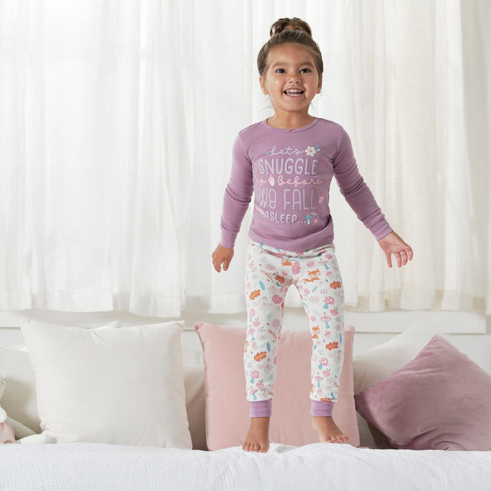 4-Piece Infant & Toddler Girls Purple Woodland Snug Fit Cotton Pajamas