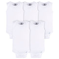 5- Baby Neutral White Sleeveless Onesies® Bodysuits