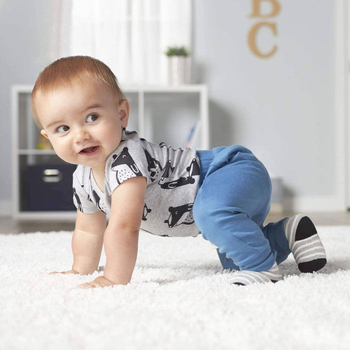 5-Pack Baby Boys Comfy Stretch Badger Short Sleeve Onesies® Bodysuits-Gerber Childrenswear