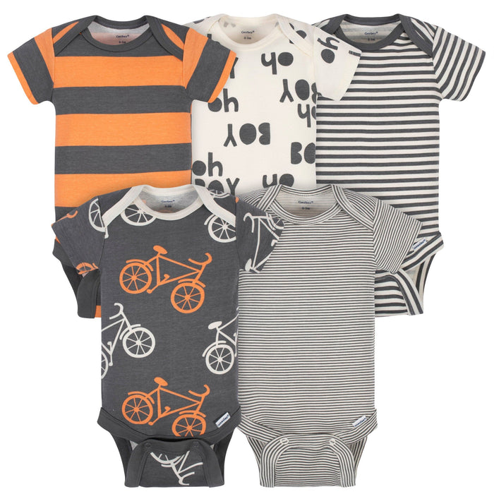 5-Pack Baby Boys Comfy Stretch Bicycle Short Sleeve Onesies® Bodysuits onesies Gerber®