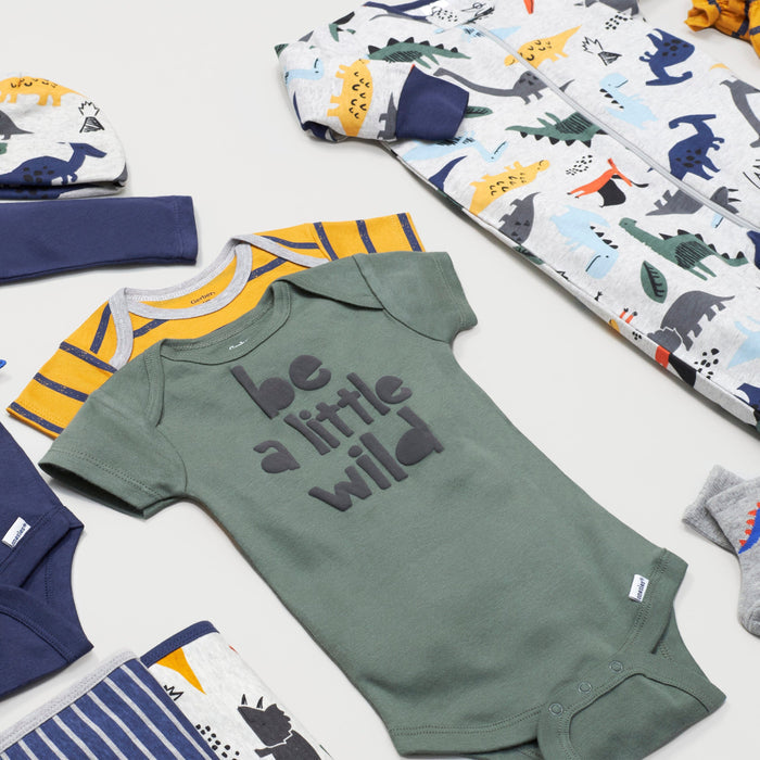 5-Pack Baby Boys Dino Short Sleeve Onesies® Bodysuits