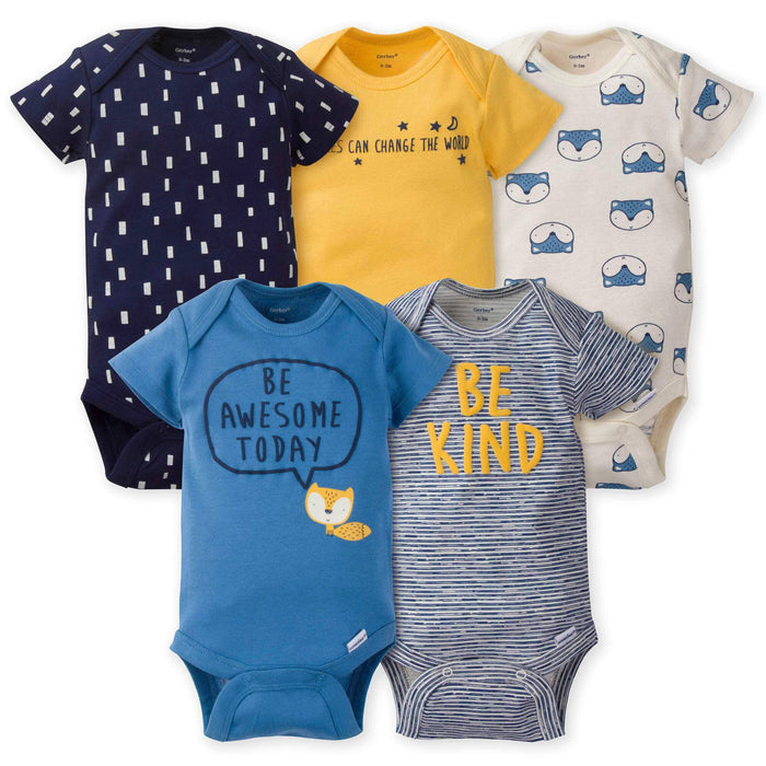 5-Pack Baby Boys Fox Short Sleeve Onesies® Bodysuits-Gerber Childrenswear