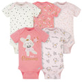 5-Pack Baby Girls Ballerina Short Sleeve Onesies® Bodysuits-Gerber Childrenswear