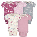 5-Pack Baby Girls Comfy Stretch Ducklings Short Sleeve Onesies® Bodysuits onesies Gerber®