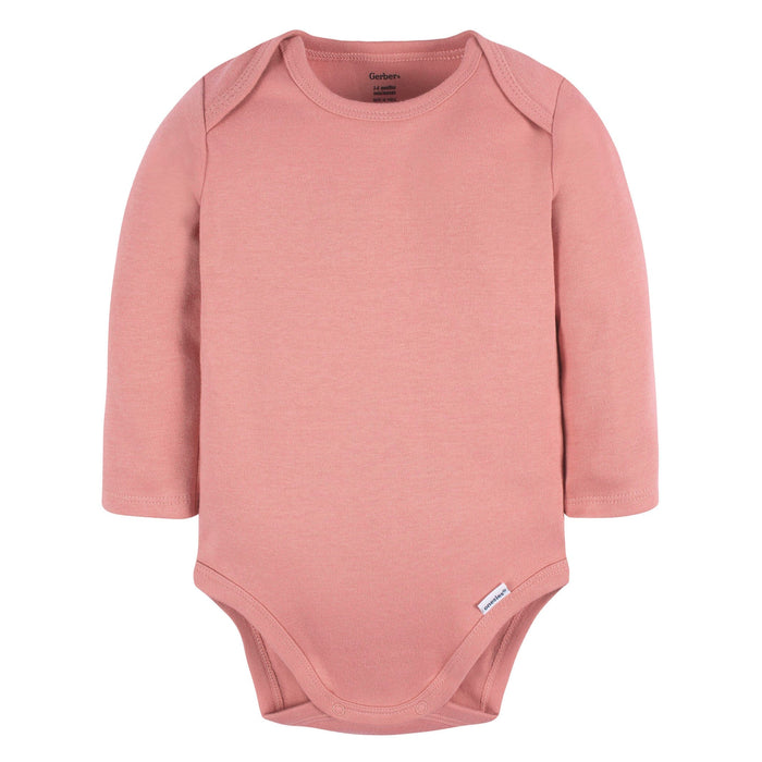 5-Pack Baby Mauve Pink Premium Long Sleeve Lap Shoulder Onesies® Bodysuits
