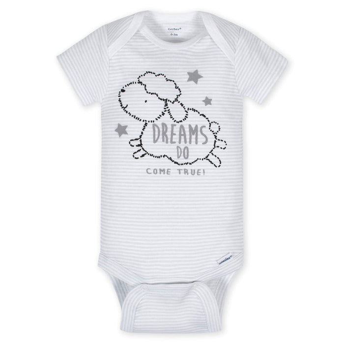 5-Pack Baby Neutral Lamb Short Sleeve Onesies® Bodysuits-Gerber Childrenswear