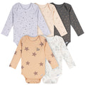 5-Pack Baby Neutral Tan Stars Long Sleeve Bodysuits Onesies Bodysuits Gerber®