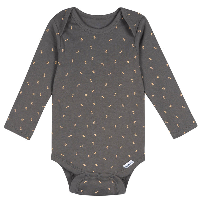5-Pack Baby Neutral Tan Stars Long Sleeve Bodysuits Onesies Bodysuits Gerber®