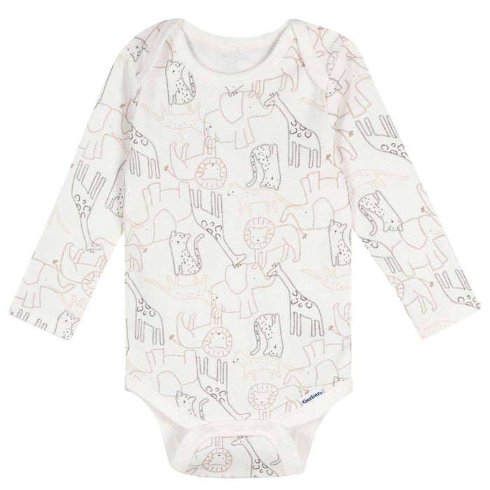 5-Pack Baby Neutral Tan Stars Long Sleeve Bodysuits Onesies Bodysuits Gerber®