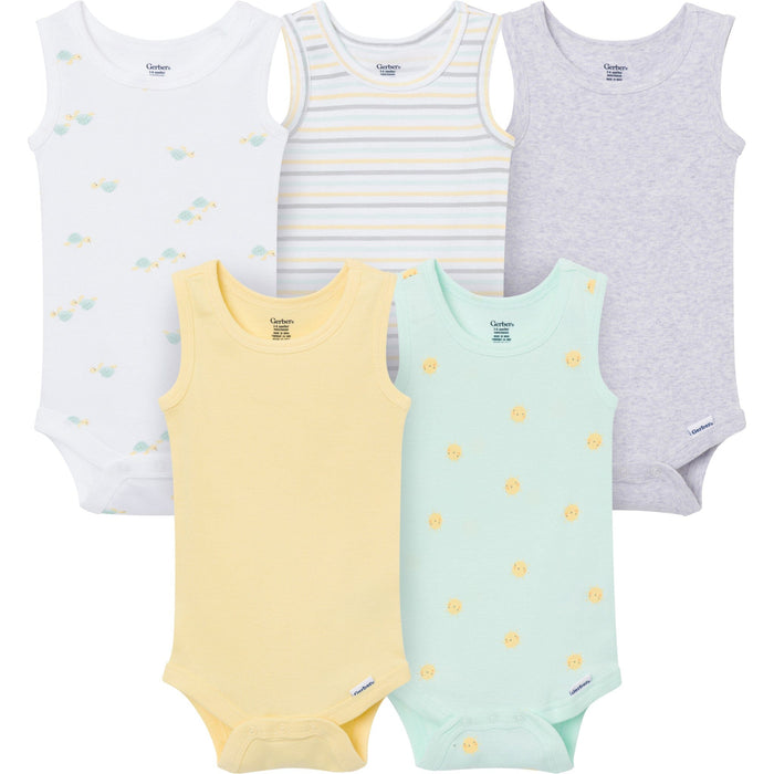 5-Pack Baby Neutral Yellow Sunshine Sleeveless Bodysuits onesies Gerber®