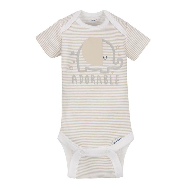 5-Pack Neutral Grey Elephant Short Sleeve Onesies® Bodysuits
