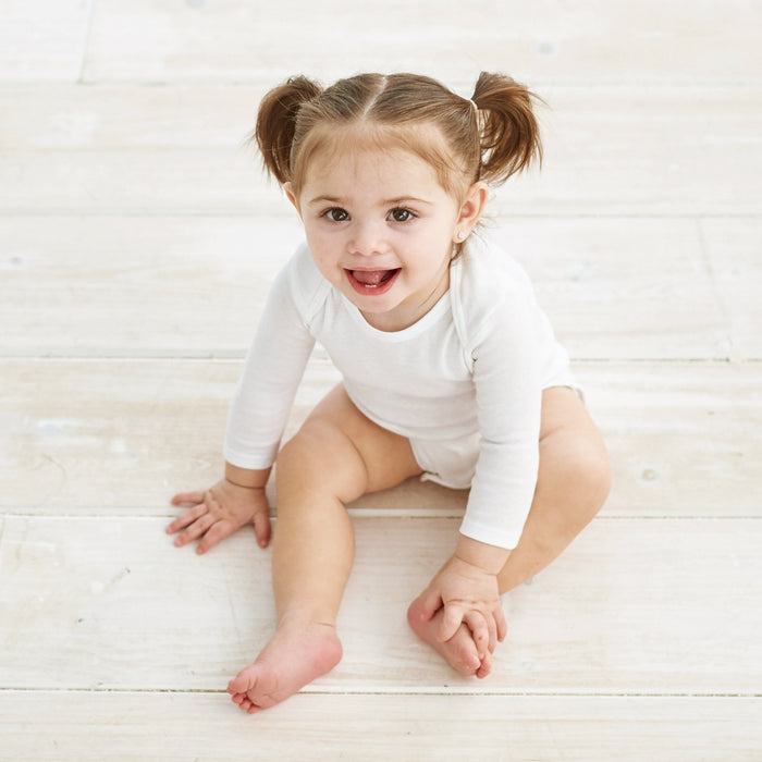 5-Pack White Organic Long-Sleeve Onesies® Bodysuits-Gerber Childrenswear