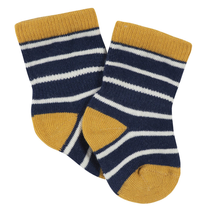6-Pack Baby Boys Fox Wiggle-Proof™ Jersey Crew Socks-Gerber Childrenswear