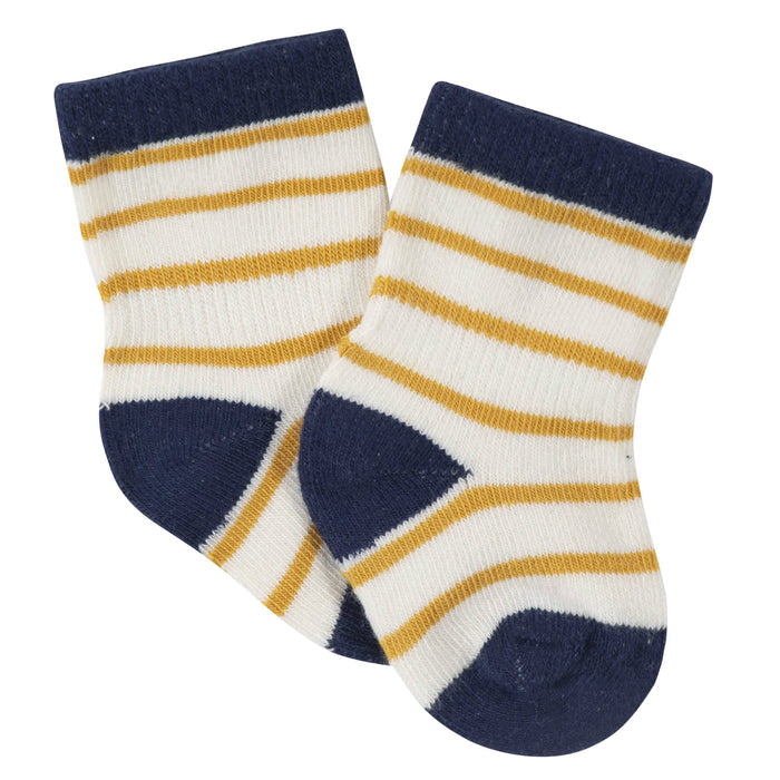6-Pack Baby Boys Fox Wiggle-Proof™ Jersey Crew Socks-Gerber Childrenswear