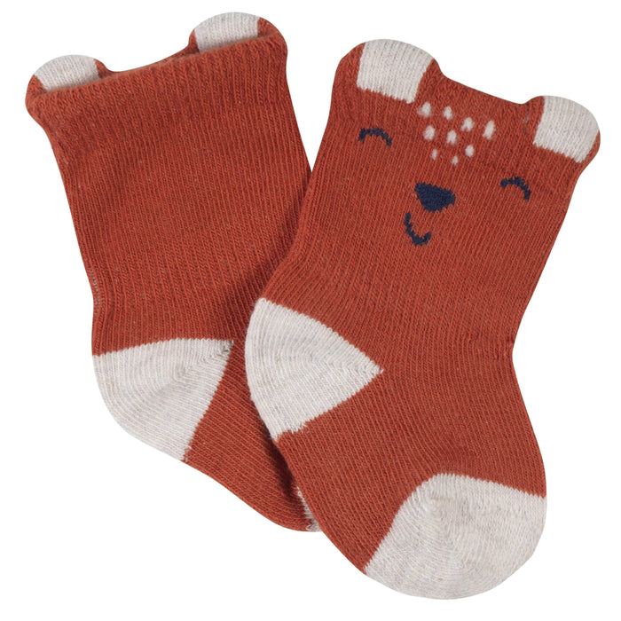 6-Pack Baby Boys Fox Wiggle-Proof™ Jersey Crew Socks-Gerber Childrenswear