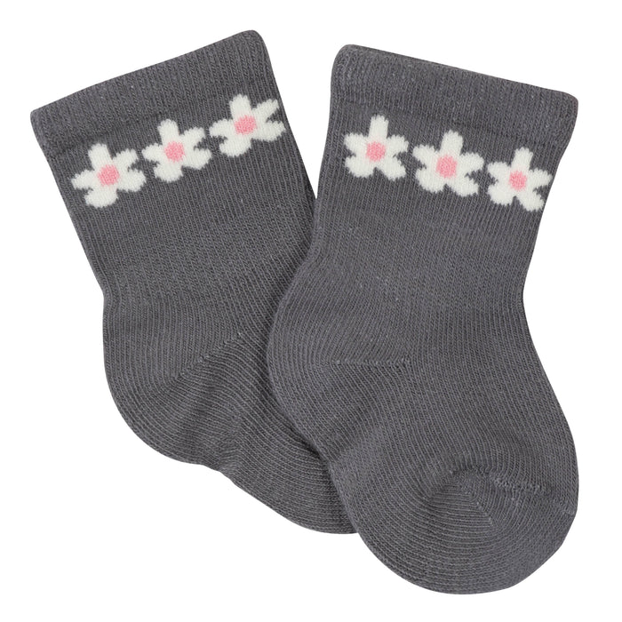 6-Pack Baby Girls Leopard Wiggle-Proof™ Jersey Crew Socks-Gerber Childrenswear