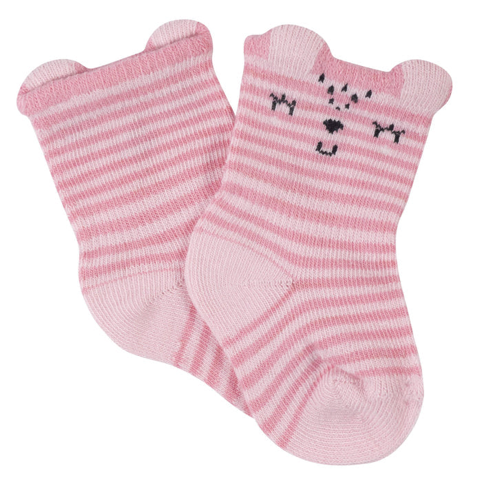 6-Pack Baby Girls Leopard Wiggle-Proof™ Jersey Crew Socks-Gerber Childrenswear