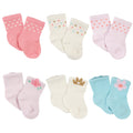 6-Pack Baby Girls Princess Wiggle-Proof™ Jersey Crew Socks-Gerber Childrenswear