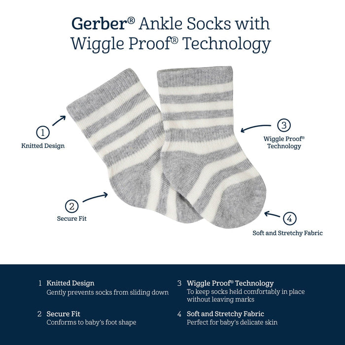 6-Pack Baby Girls Princess Wiggle-Proof™ Jersey Crew Socks-Gerber Childrenswear