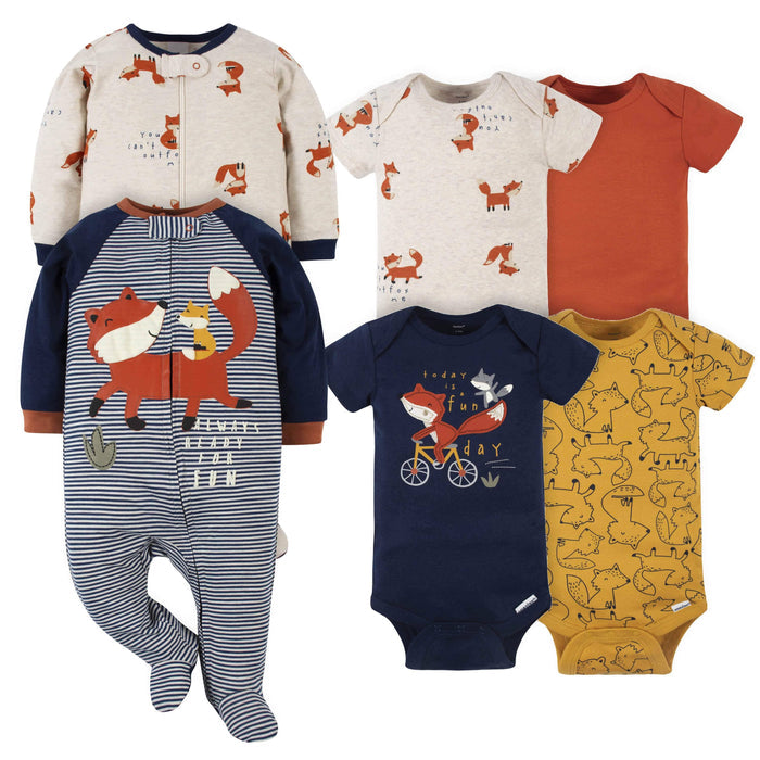 6-Piece Baby Boys Fox Onesies® Bodysuit and Sleep 'N Play Set-Gerber Childrenswear