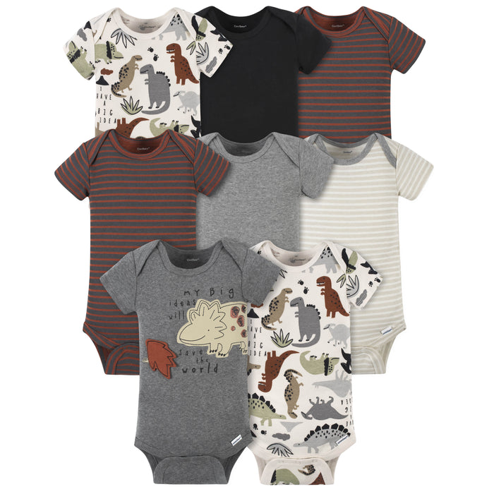 8-Pack Baby Boys Dino Short Sleeve Onesies® Bodysuits-Gerber Childrenswear