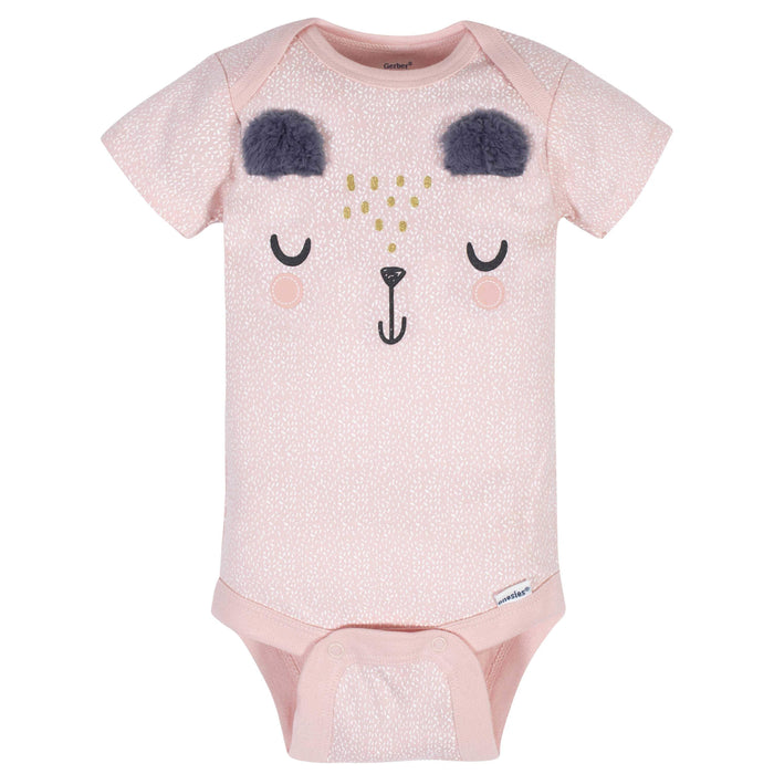 8-Pack Baby Girls Bear Short Sleeve Onesies® Bodysuits-Gerber Childrenswear