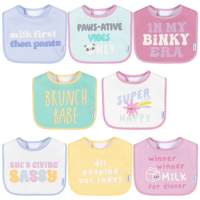 8-Pack Baby Girls Super Happy Drooling Bibs bibs Gerber®