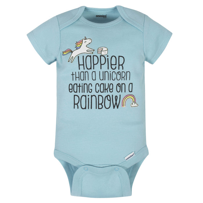8-Pack Baby Girls Unicorns Onesies® Brand Bodysuits-Gerber Childrenswear