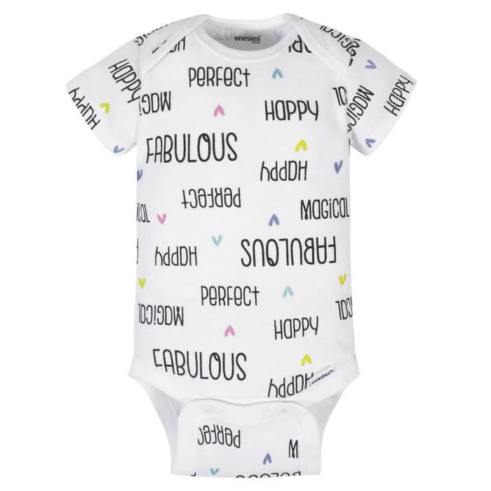 8-Pack Baby Girls Unicorns Onesies® Brand Bodysuits-Gerber Childrenswear