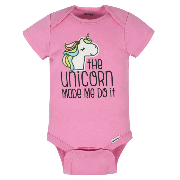 8-Pack Baby Girls Unicorns Onesies® Brand Bodysuits-Gerber Childrenswear