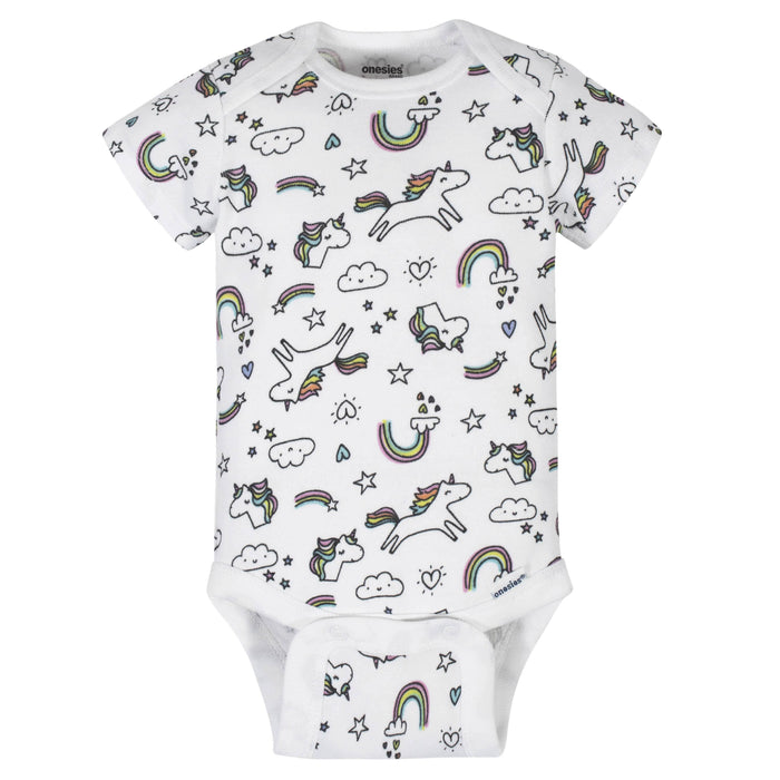 8-Pack Baby Girls Unicorns Onesies® Brand Bodysuits-Gerber Childrenswear