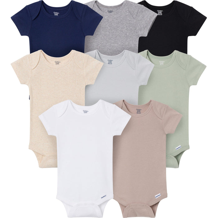 8-Pack Baby Neutral Neutral Tones Short Sleeve Bodysuits onesies Gerber®