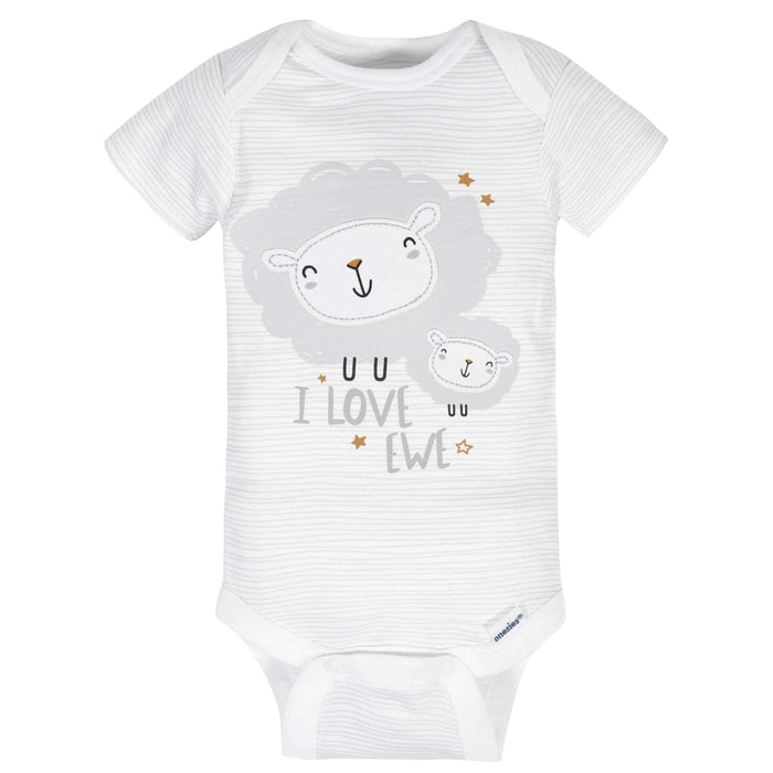 8-Pack Baby Neutral Sheep Short Sleeve Onesies® Bodysuits-Gerber Childrenswear
