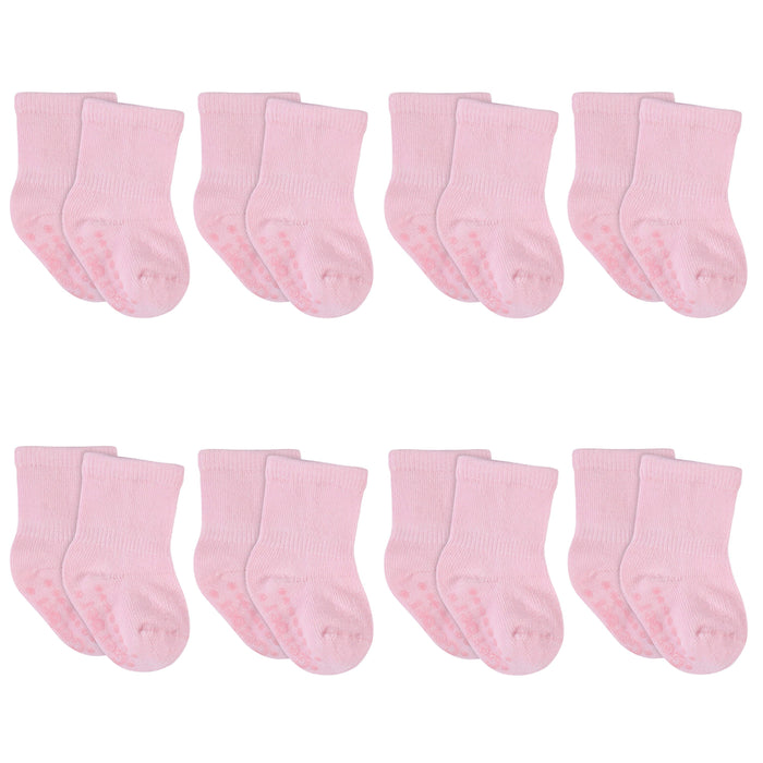 8-Pack Baby & Toddler Light Pink Wiggle-Proof™ Jersey Crew Socks-Gerber Childrenswear
