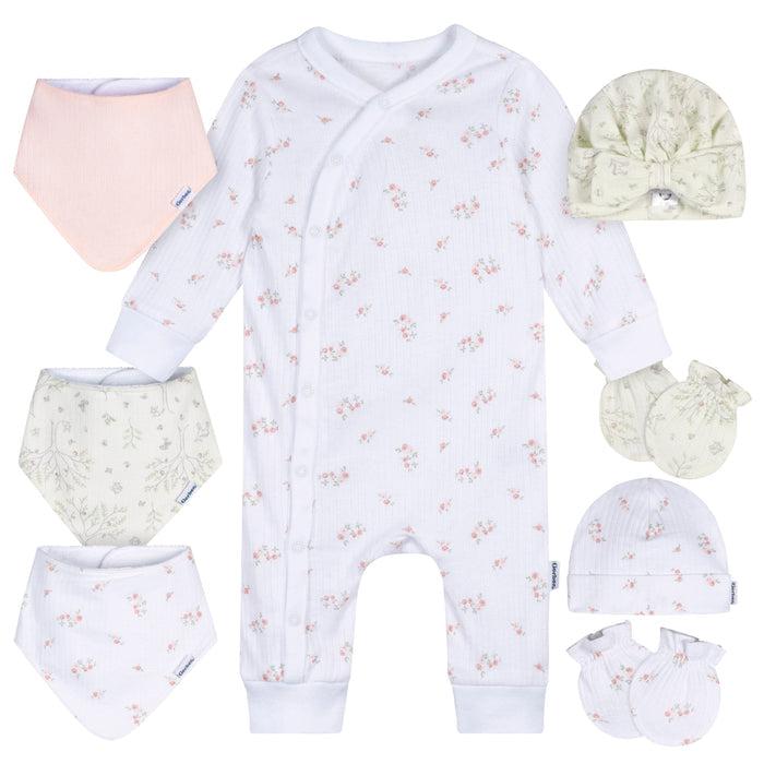 8-Piece Baby Girls Deer Footless Pajama and Accessories Bundle Bundle Gerber Childrenswear