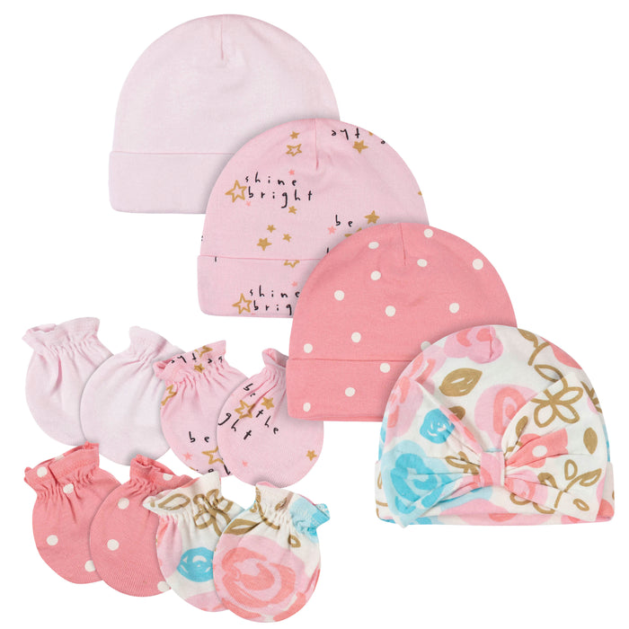 8-Piece Baby Girls Princess Caps & Mittens Set-Gerber Childrenswear