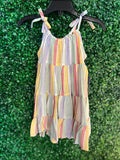 Shoulder Tie Striped Dress